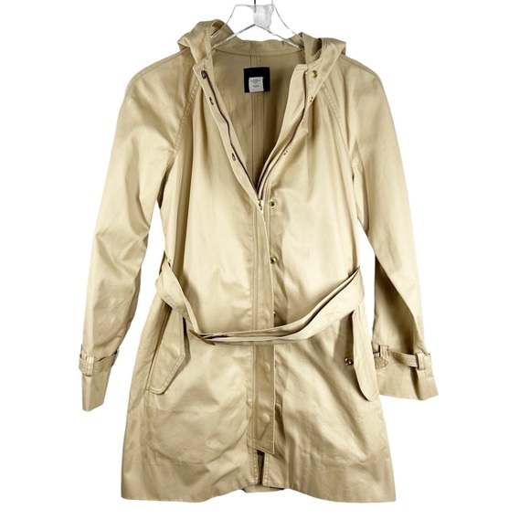 J.CREW Matinee Classic Kahki Hooded Trench Coat with Belt Size 4 - Picture 2 of 11